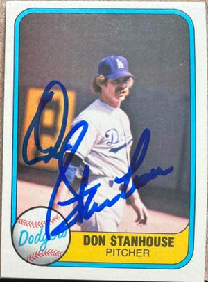 Don Stanhouse Signed 1981 Fleer Baseball Card - Los Angeles Dodgers