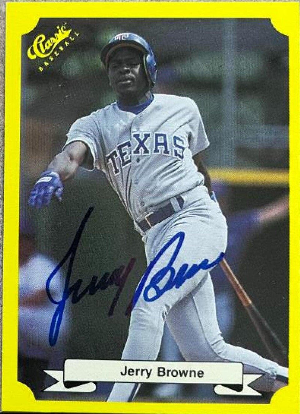 Jerry Browne Signed 1987 Classic Update Baseball Card - Texas Rangers (Green Back)