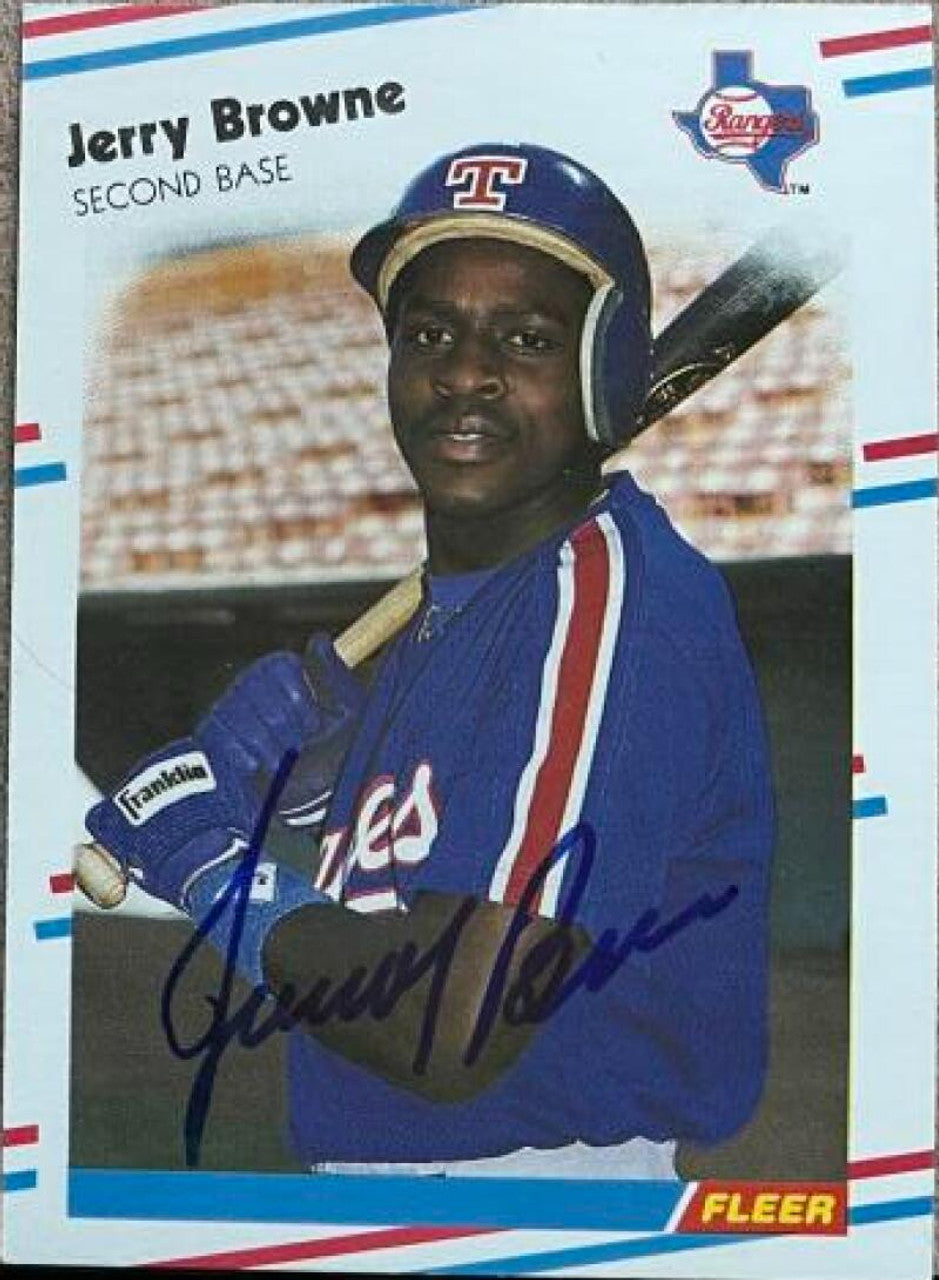 Jerry Browne Signed 1988 Fleer Baseball Card - Texas Rangers