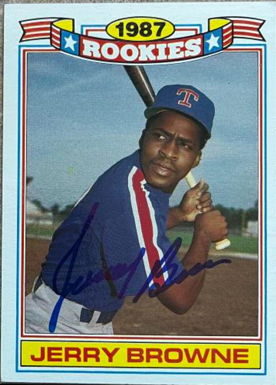 Jerry Browne Signed 1988 Topps Glossy Rookies Baseball Card - Texas Rangers