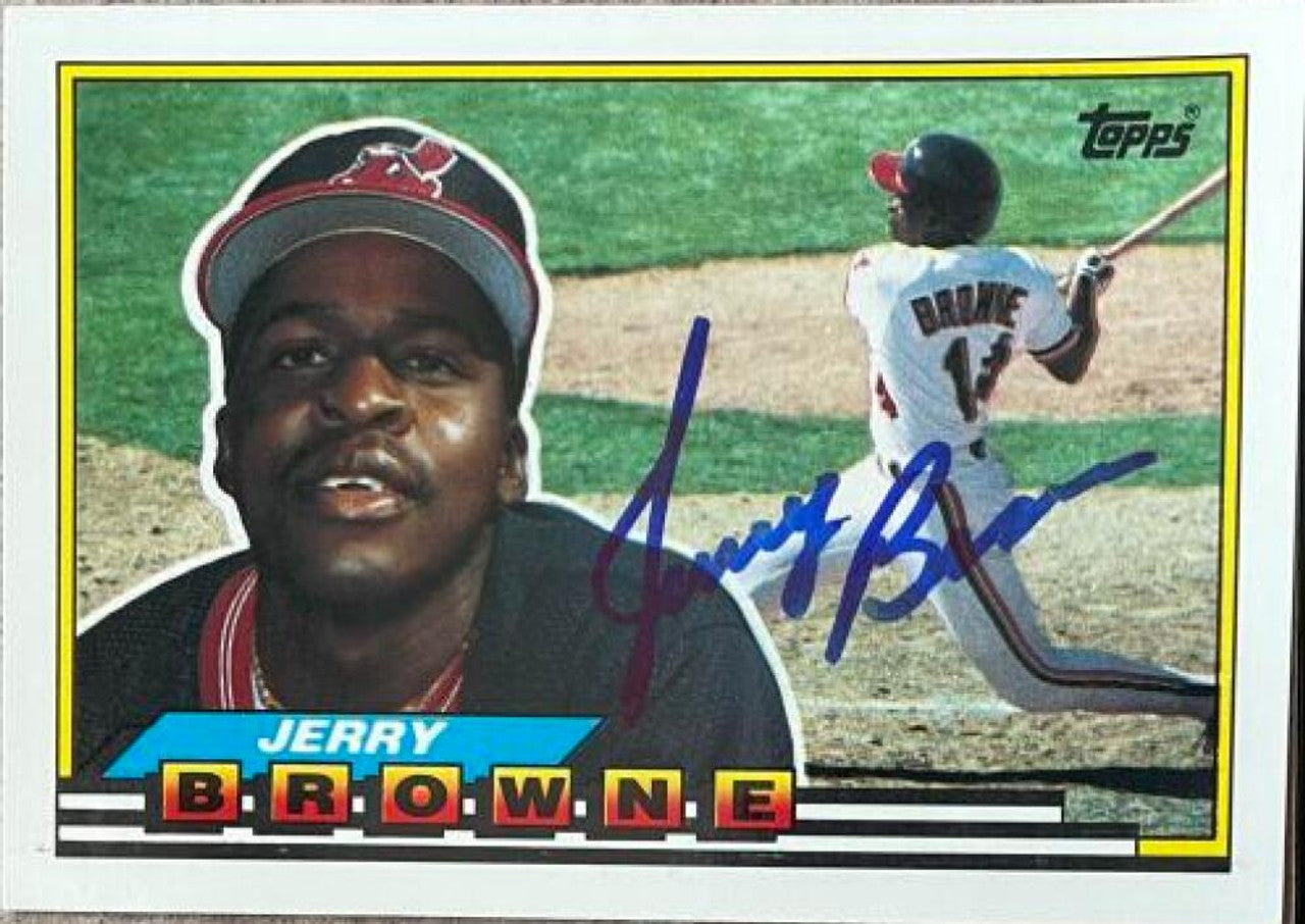 ジェリー・ブラウン直筆サイン入り 1989 Topps ビッグベースボールカード - クリーブランド・インディアンス