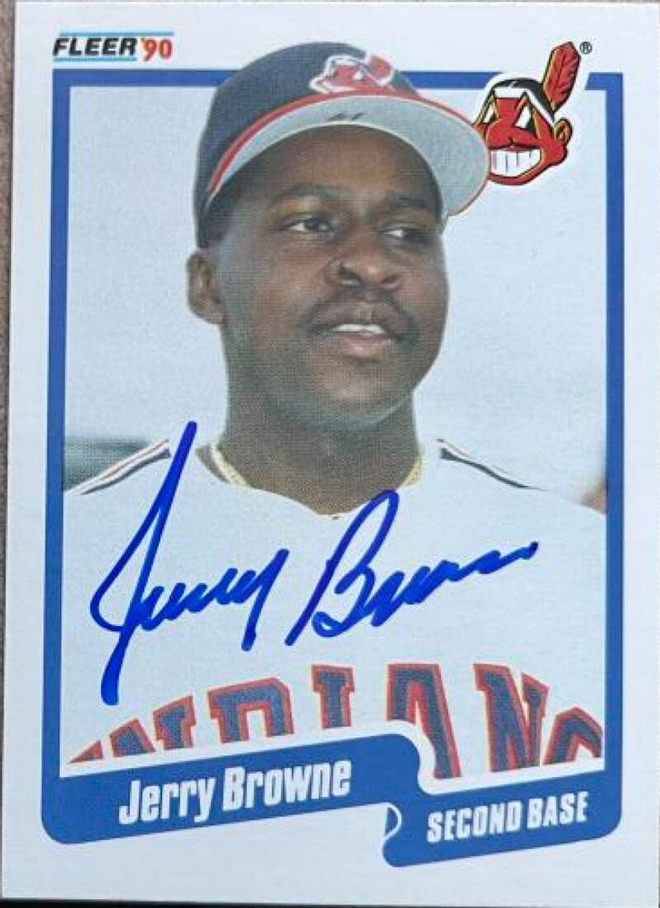 Jerry Browne Signed 1990 Fleer Baseball Card - Cleveland Indians