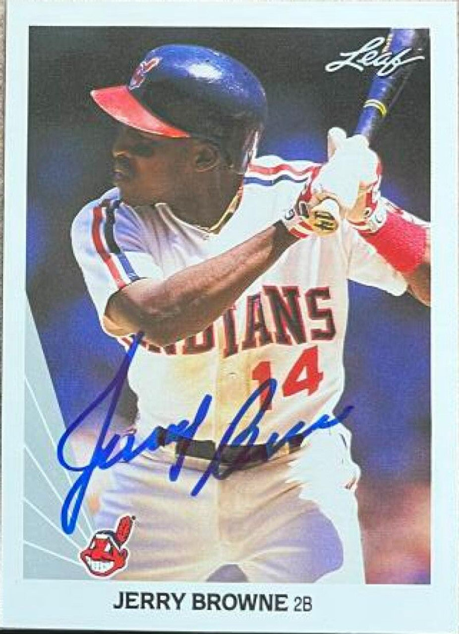 Jerry Browne Signed 1990 Leaf Baseball Card - Cleveland Indians