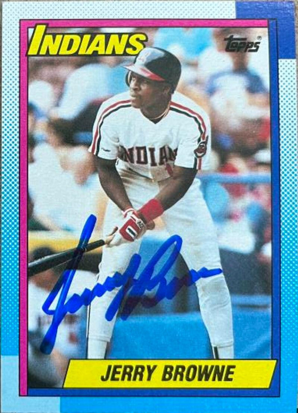 ジェリー・ブラウン直筆サイン入り 1990 Topps ベースボールカード - クリーブランド・インディアンス