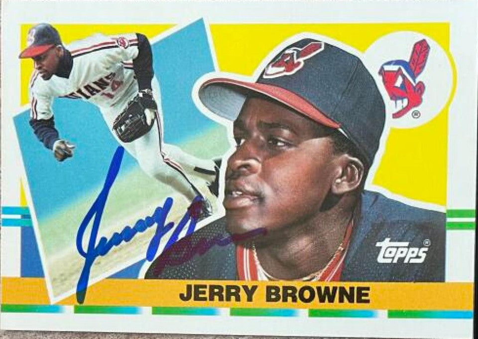 ジェリー・ブラウン直筆サイン入り 1990 Topps ビッグベースボールカード - クリーブランド・インディアンス