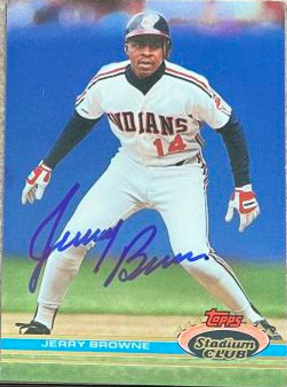 Jerry Browne Signed 1991 Stadium Club Baseball Card - Cleveland Indians