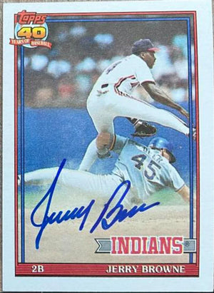 ジェリー・ブラウン直筆サイン入り 1991 Topps ベースボールカード - クリーブランド・インディアンス