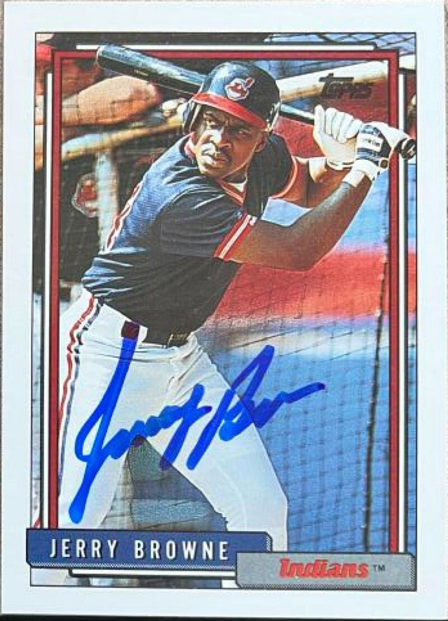 ジェリー・ブラウン直筆サイン入り 1992 Topps ベースボールカード - クリーブランド・インディアンス