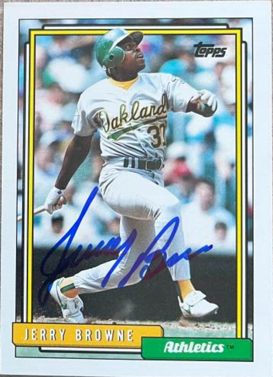 ジェリー・ブラウン直筆サイン入り 1992 Topps トレードベースボールカード - オークランド・アスレチックス