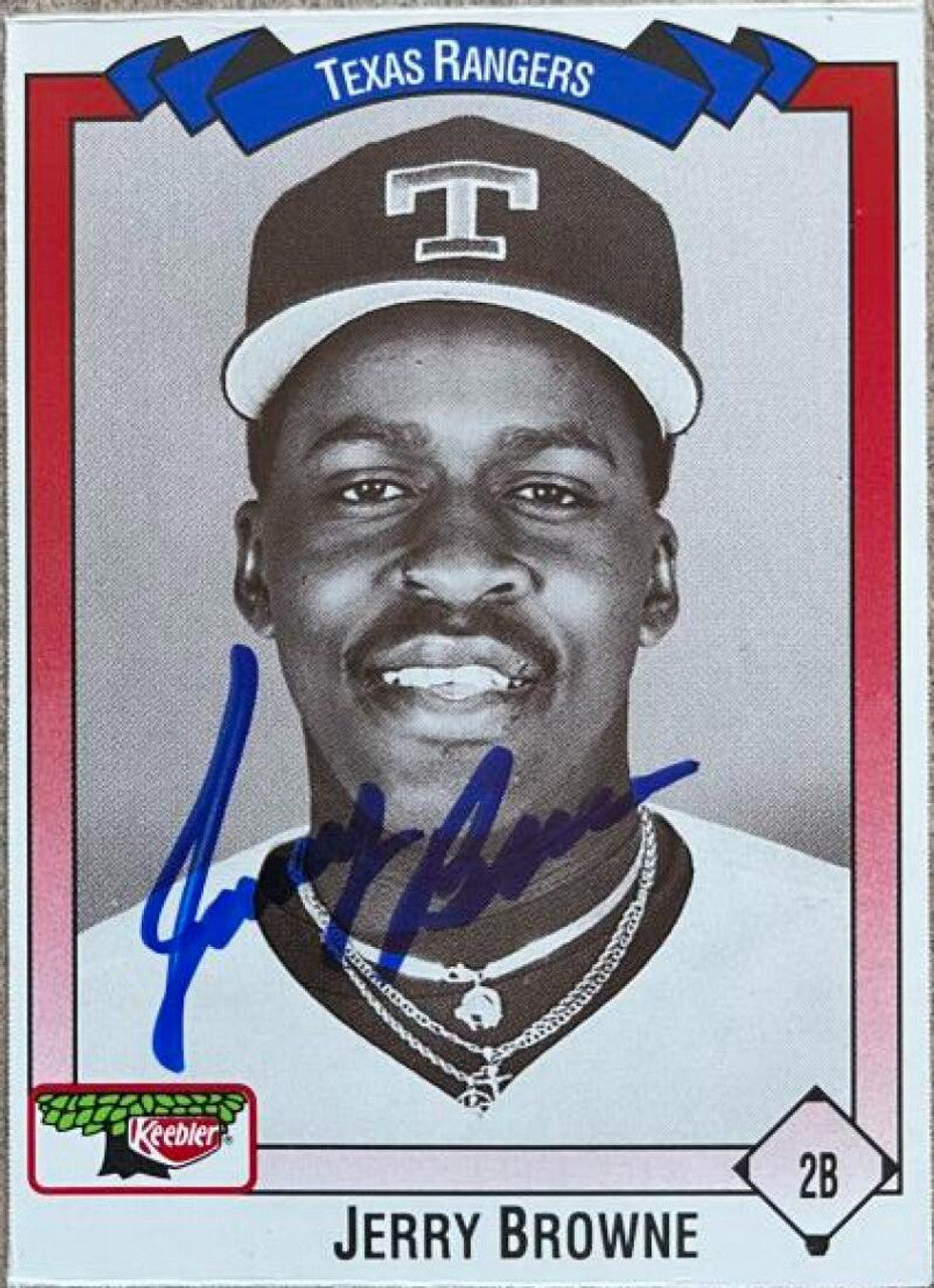 Jerry Browne Signed 1993 Keebler Baseball Card - Texas Rangers