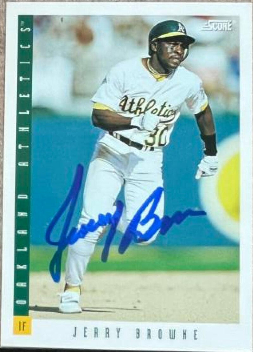 Jerry Browne Signed 1993 Score Baseball Card - Oakland A's