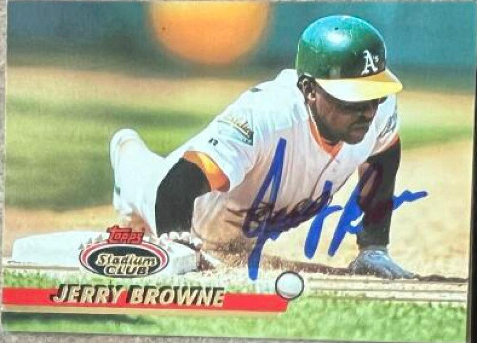 Jerry Browne Signed 1993 Stadium Club Baseball Card - Oakland A's