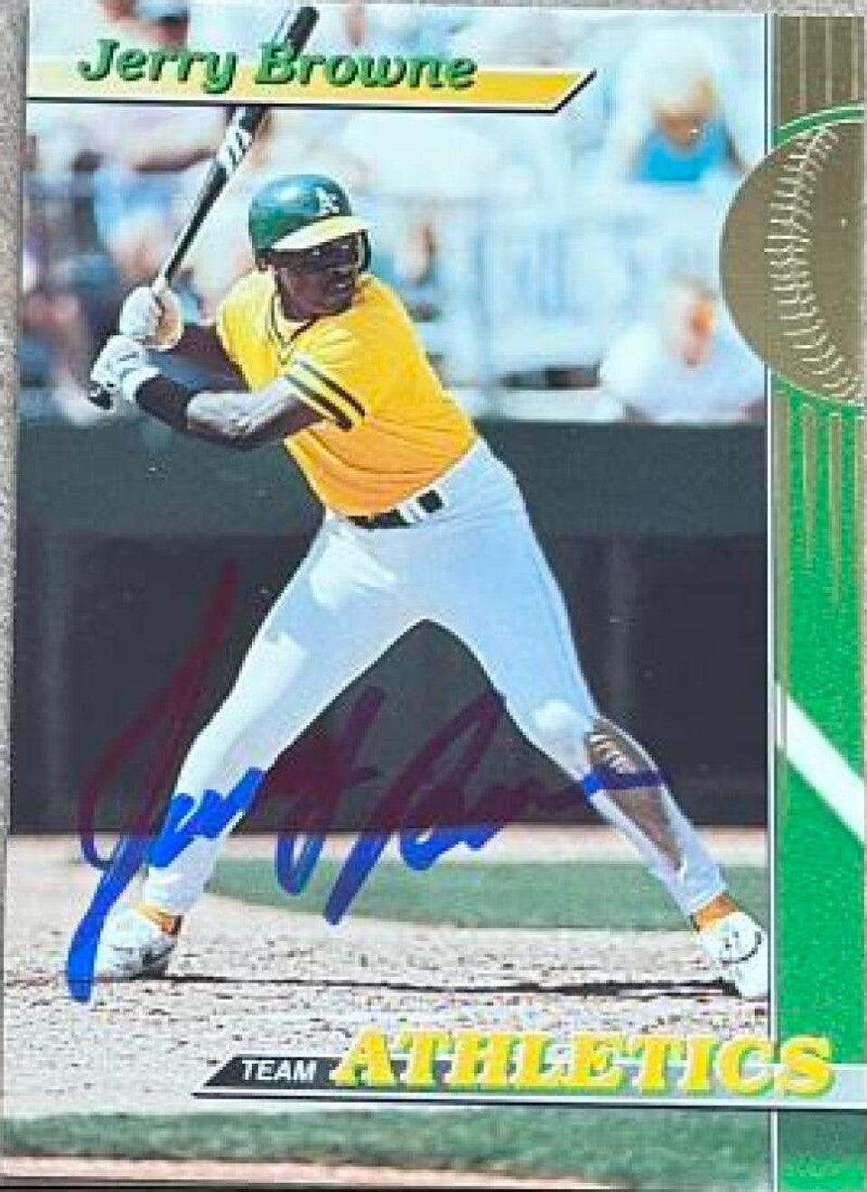 Jerry Browne Signed 1993 Stadium Club Team Baseball Card - Oakland A's