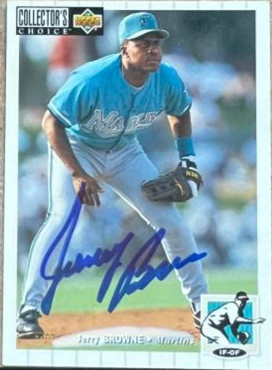 Jerry Browne Signed 1994 Collector's Choice Baseball Card - Florida Marlins