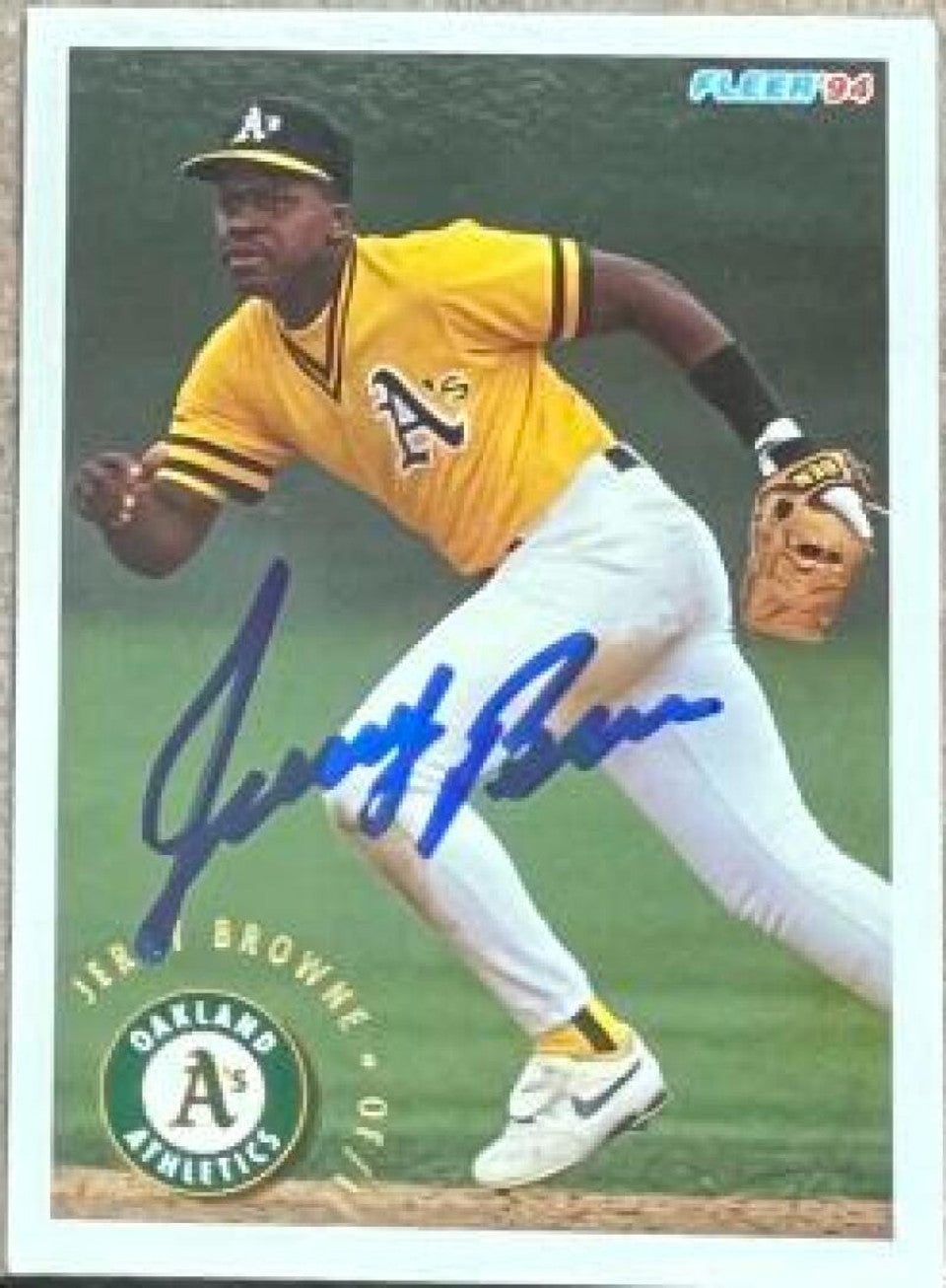 Jerry Browne Signed 1994 Fleer Baseball Card - Oakland A's