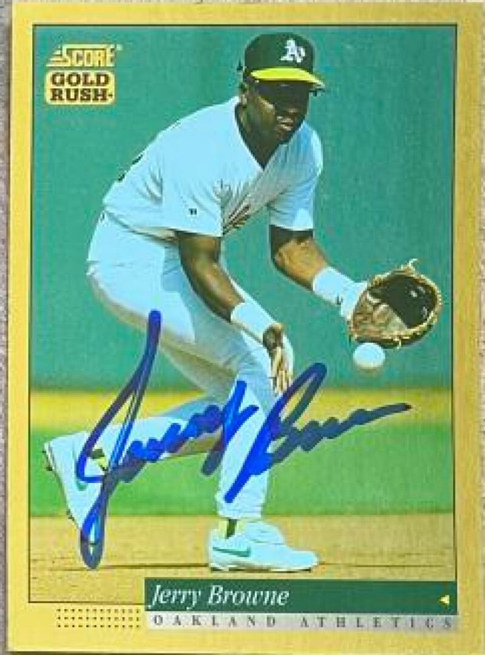 Jerry Browne Signed 1994 Score Gold Rush Baseball Card - Oakland A's