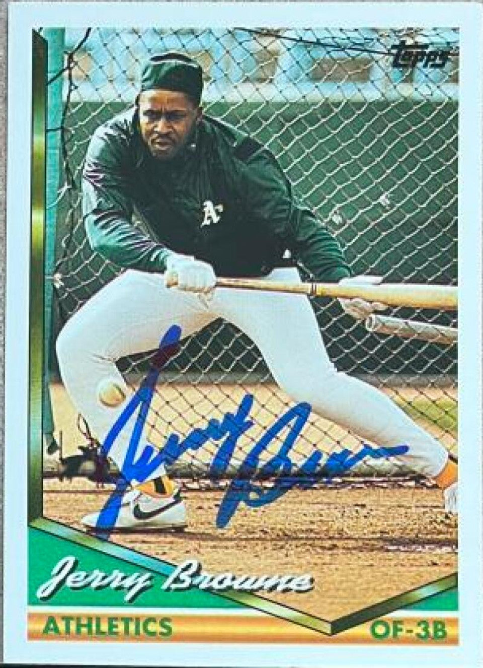 Jerry Browne Signed 1994 Topps Baseball Card - Oakland A's