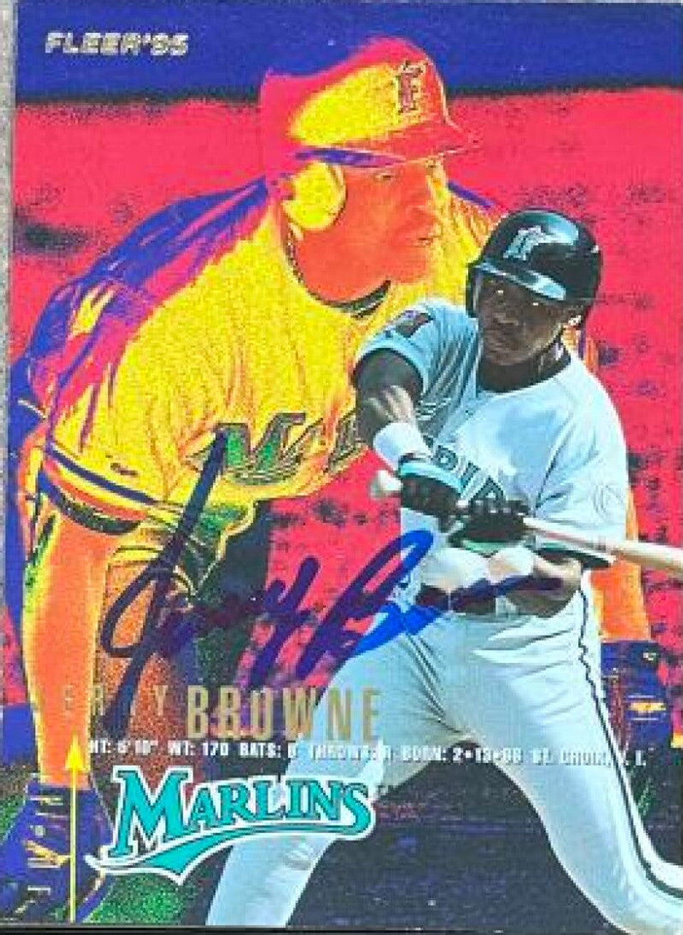 Jerry Browne Signed 1995 Fleer Baseball Card - Florida Marlins