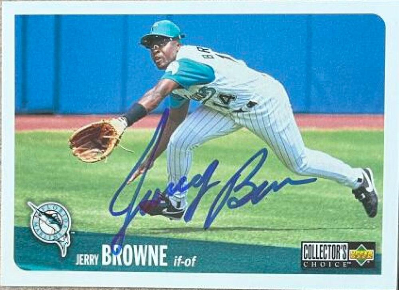 Jerry Browne Signed 1996 Collector's Choice Baseball Card - Florida Marlins