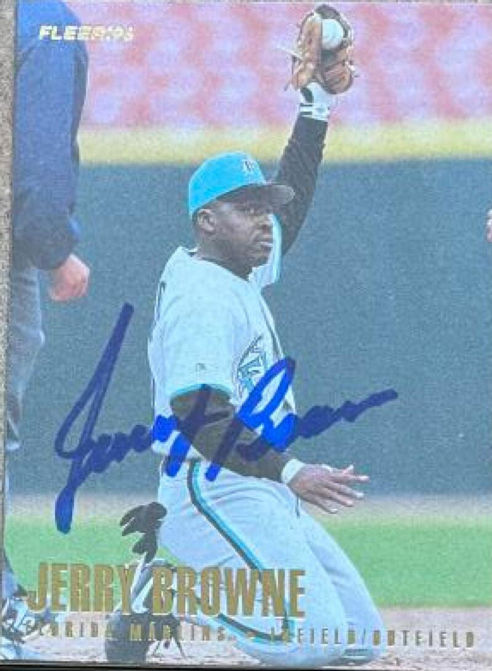 Jerry Browne Signed 1996 Fleer Baseball Card - Florida Marlins