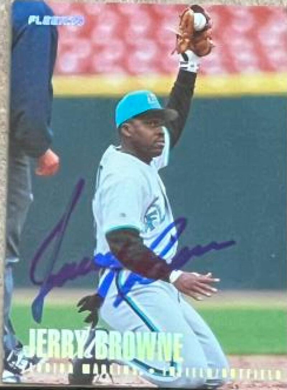 Jerry Browne Signed 1996 Fleer Tiffany Baseball Card - Florida Marlins