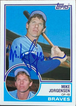 マイク・ジョーゲンセン直筆サイン入り 1983年 Topps トレードベースボールカード - アトランタ・ブレーブス