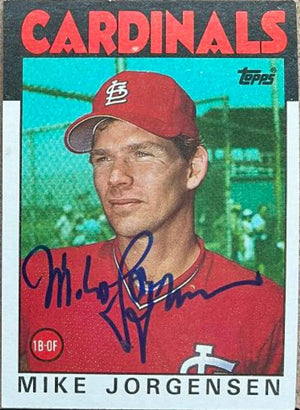 Mike Jorgensen Signed 1986 Topps Baseball Card - St Louis Cardinals