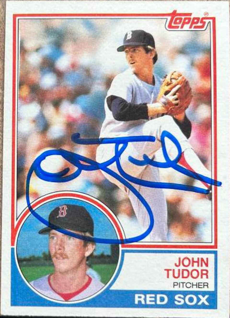 ジョン・チューダー直筆サイン入り 1983 Topps ベースボールカード - ボストン レッドソックス