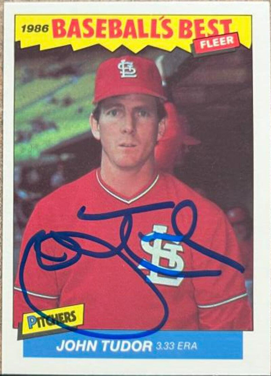 John Tudor Signed 1986 Fleer Baseball's Best Baseball Card - St Louis Cardinals