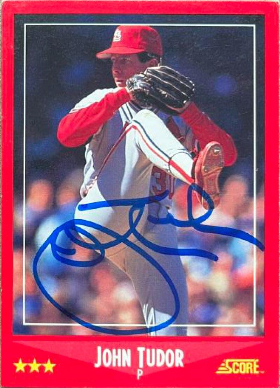 John Tudor Signed 1988 Score Baseball Card - St Louis Cardinals