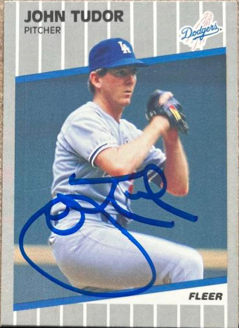 John Tudor Signed 1989 Fleer Baseball Card - Los Angeles Dodgers