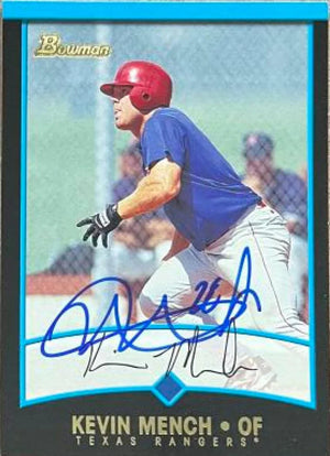 Kevin Mench Signed 2001 Bowman Baseball Card - Texas Rangers