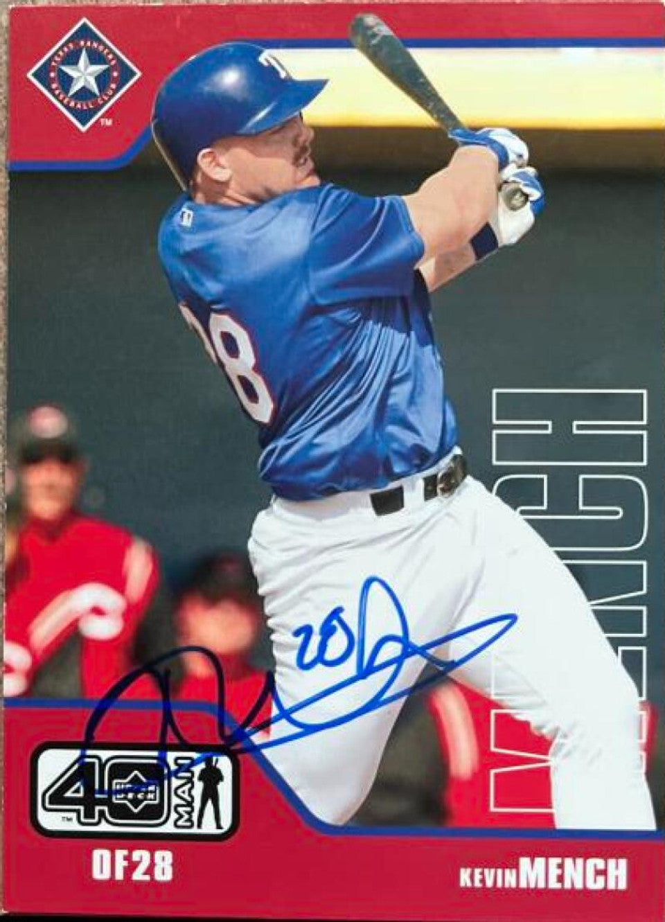 Kevin Mench Signed 2002 Upper Deck 40-Man Baseball Card - Texas Rangers #240