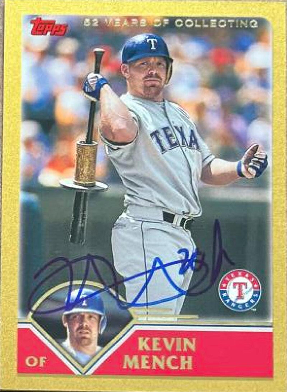 Kevin Mench Signed 2003 Topps Gold Baseball Card - Texas Rangers