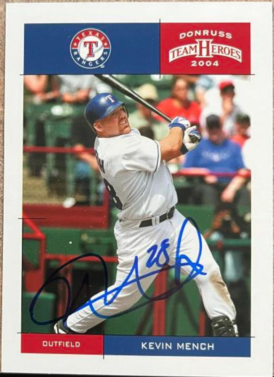 Kevin Mench Signed 2004 Donruss Team Heroes Baseball Card - Texas Rangers