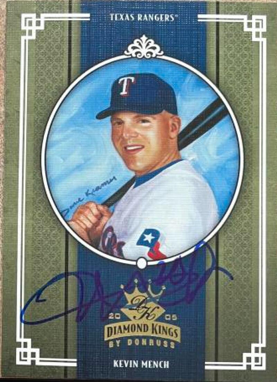 Kevin Mench Signed 2005 Donruss Diamond Kings Baseball Card - Texas Rangers