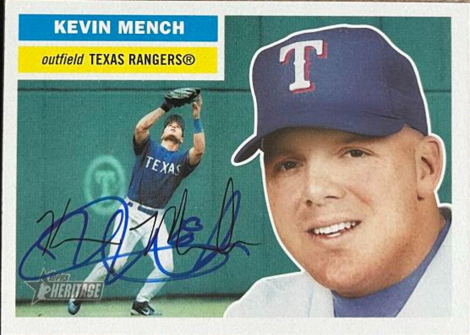 Kevin Mench Signed 2005 Topps Heritage Baseball Card - Texas Rangers