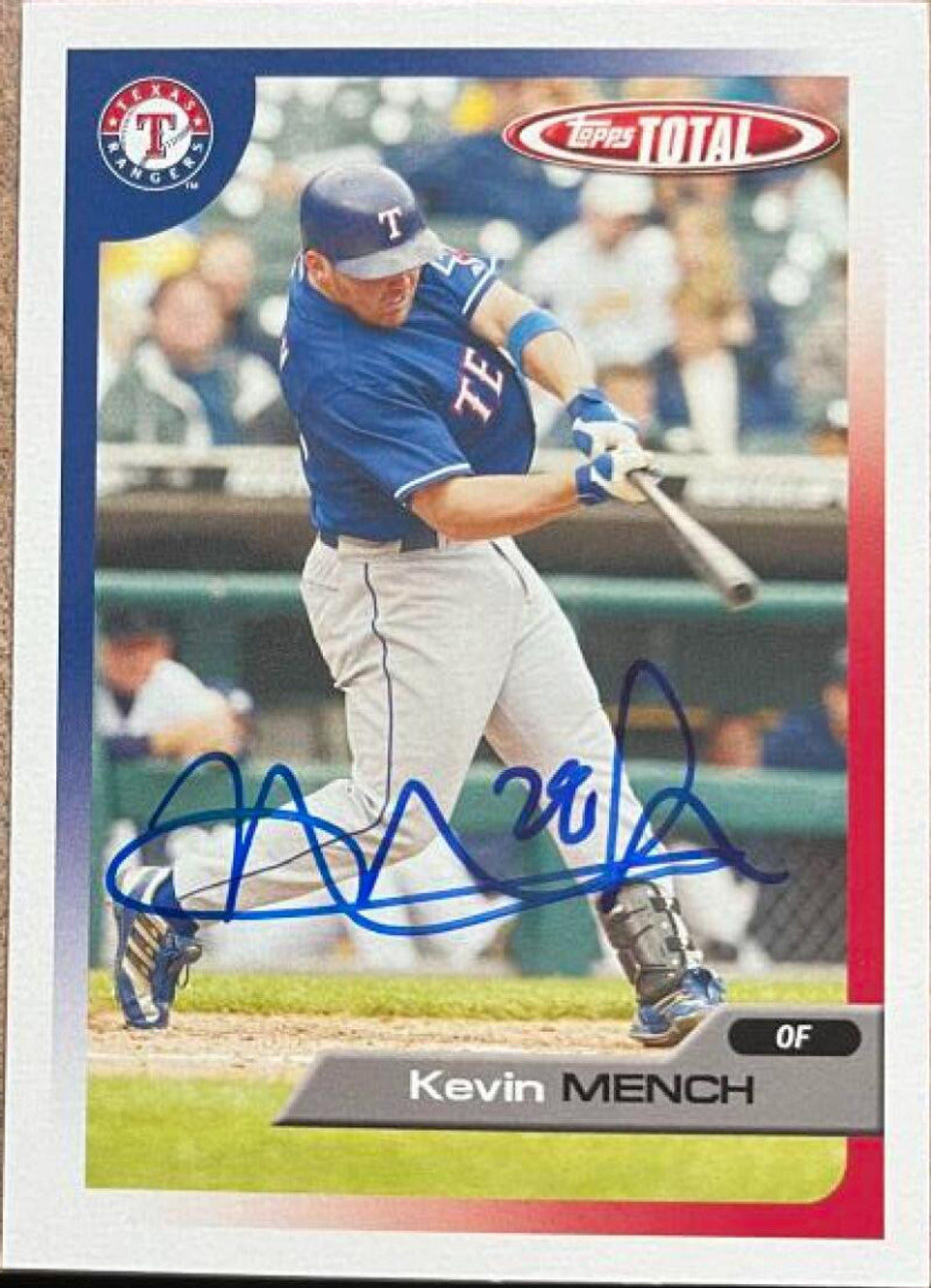 Kevin Mench Signed 2005 Topps Total Baseball Card - Texas Rangers