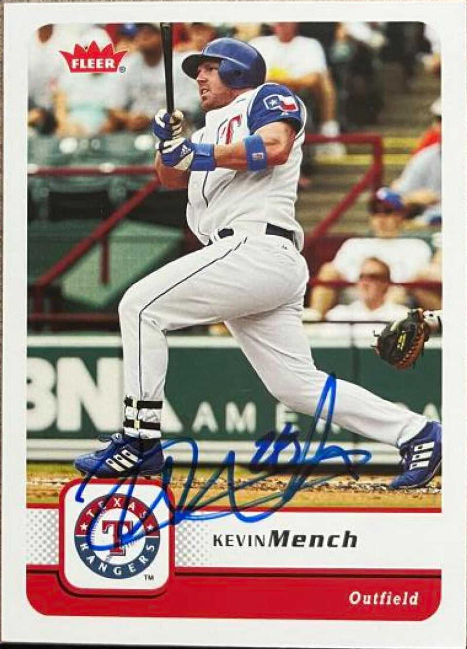 Kevin Mench Signed 2006 Fleer Baseball Card - Texas Rangers