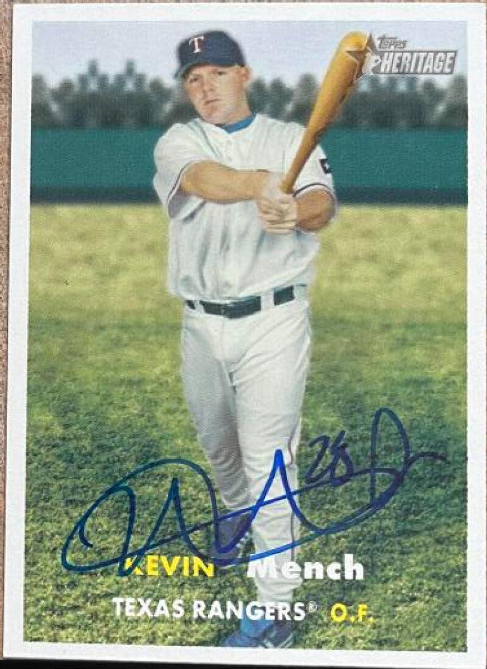 Kevin Mench Signed 2006 Topps Heritage Baseball Card - Texas Rangers