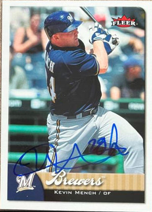 Kevin Mench Signed 2007 Fleer Baseball Card - Milwaukee Brewers