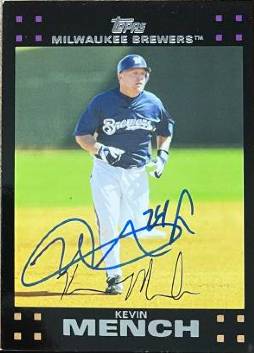 Kevin Mench Signed 2007 Topps Updates & Highlights Baseball Card - Milwaukee Brewers