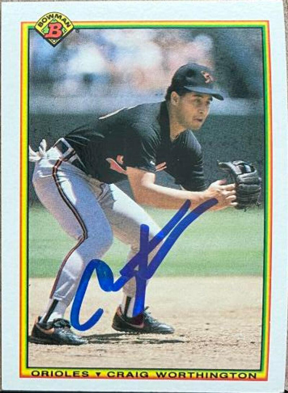 Craig Worthington Signed 1990 Bowman Baseball Card - Baltimore Orioles