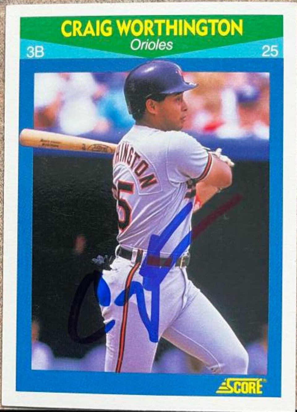 Craig Worthington Signed 1990 Score 100 Rising Stars Baseball Card - Baltimore Orioles