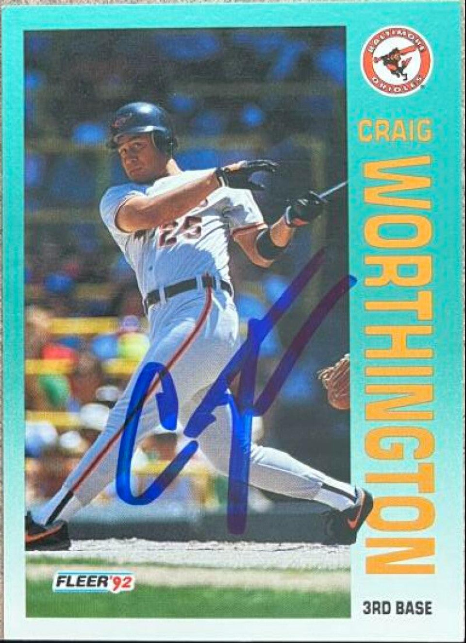 Craig Worthington Signed 1992 Fleer Baseball Card - Baltimore Orioles