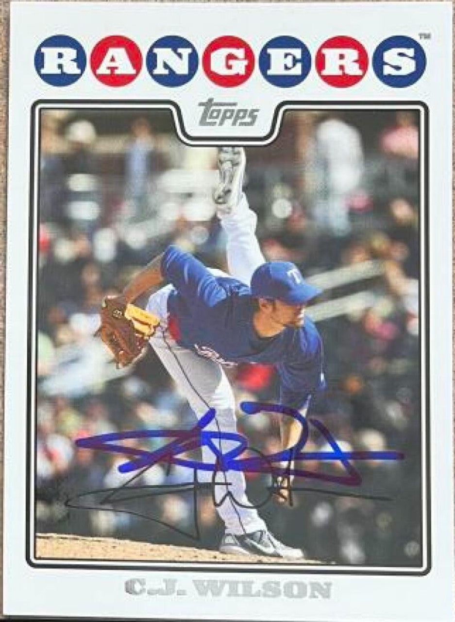 C.J. Wilson Signed 2008 Topps Baseball Card - Texas Rangers