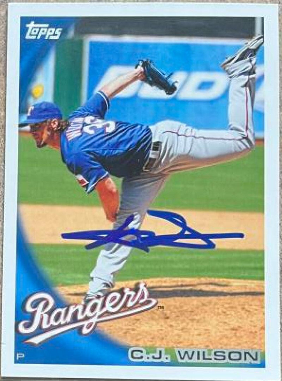 C.J. Wilson Signed 2010 Topps Baseball Card - Texas Rangers