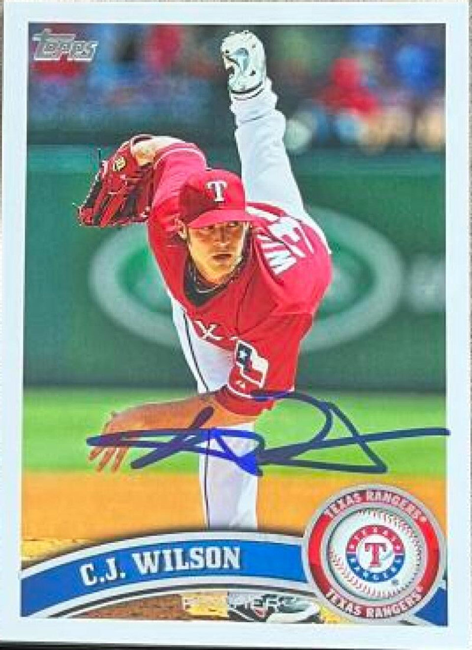 C.J. Wilson Signed 2011 Topps Baseball Card - Texas Rangers