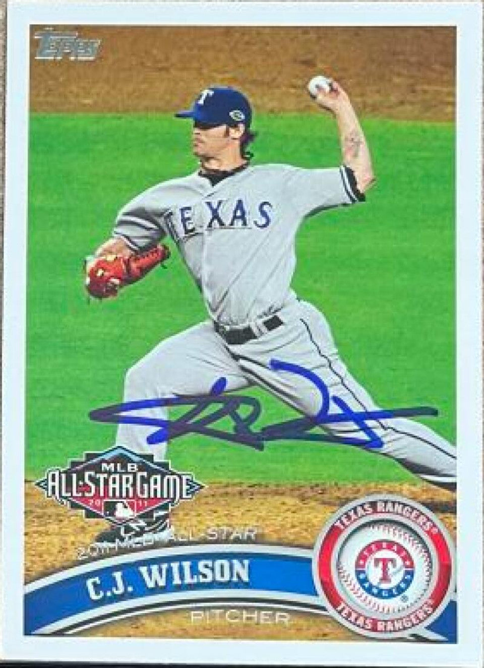 C.J. Wilson Signed 2011 Topps Update Baseball Card - Texas Rangers