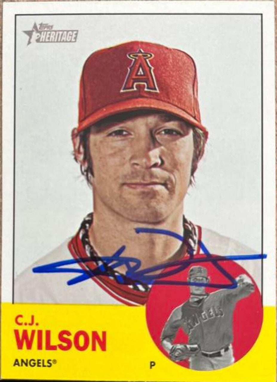 C.J. Wilson Signed 2012 Topps Heritage Baseball Card - Los Angeles Angels of Anaheim